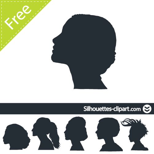 500x500 Female Head Profile Vector Silhouette Silhouettes Clipart