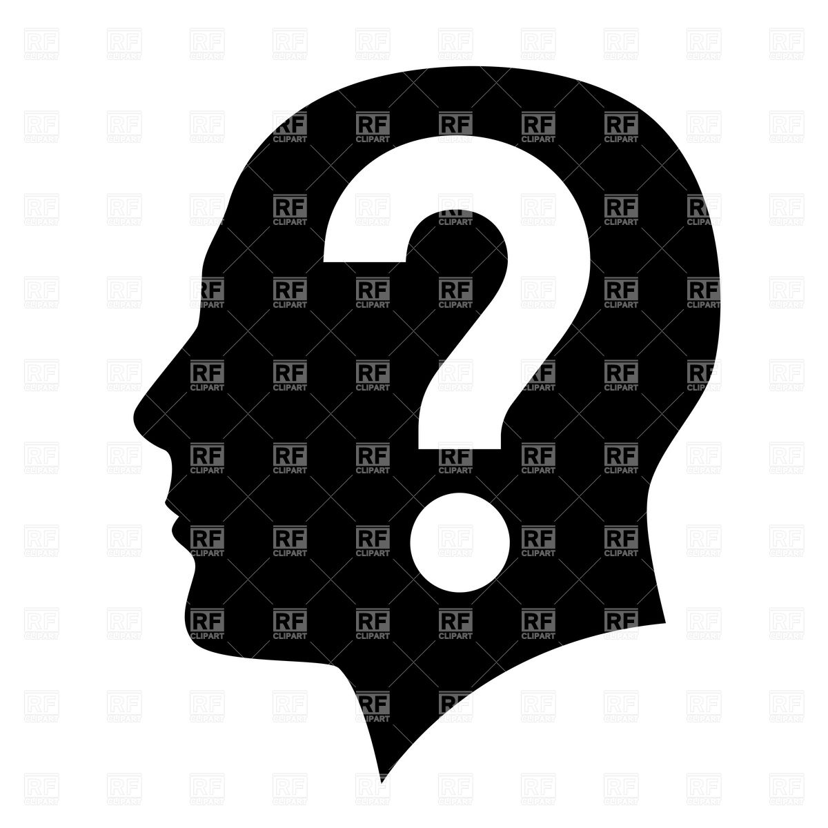 1200x1200 Man's Head Silhouette With Question Mark Symbol Inside Vector