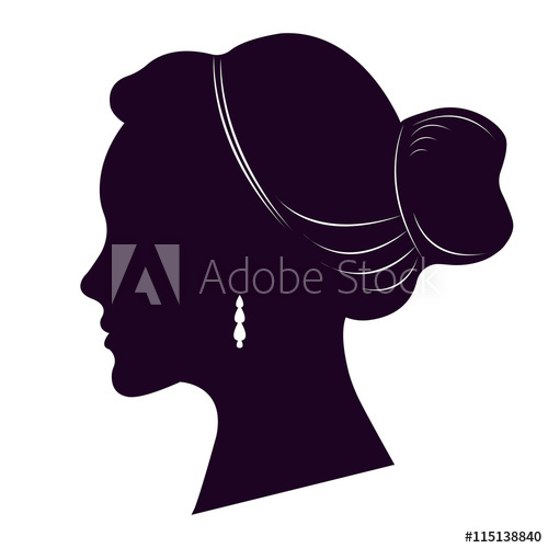 500x500 Elegant Bride Silhouette Girl Head Silhouette Vector