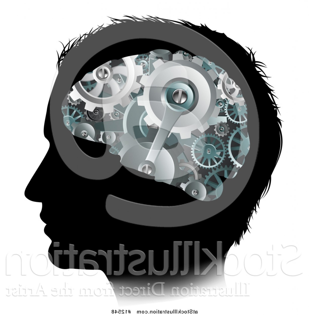 Vector Illustration Of A Black Silhouetted Mans Head With D Gear 1228x1252 Vector Illustration Of A Black Silhouetted Mans Head With D Gear