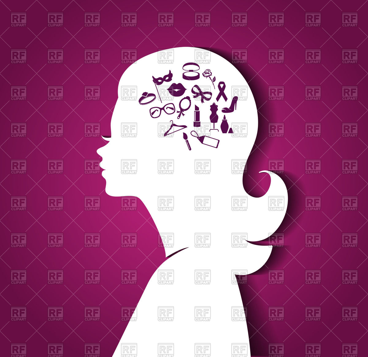 1200x1165 Silhouette Of Woman With Icons In Head Vector Image Of People