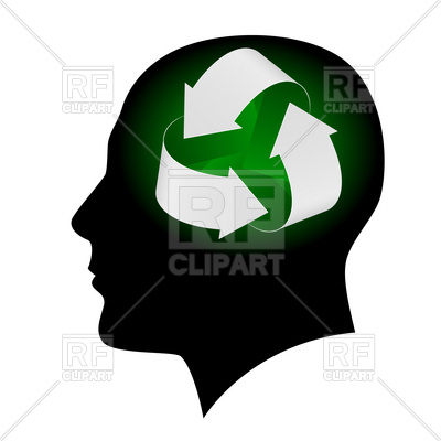 400x400 Think Ecologically Recycle Symbol Inside Man's Head Vector Image