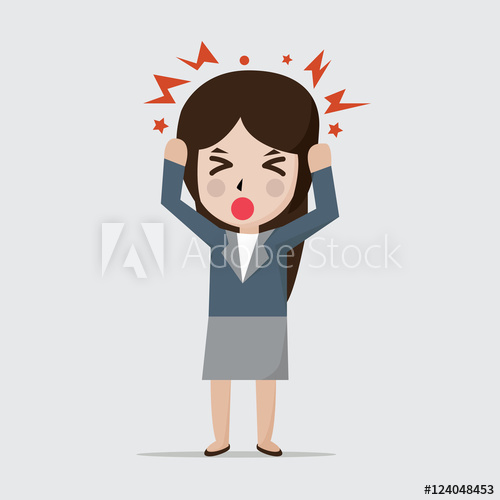 500x500 Women Get Headache Vector Illustration