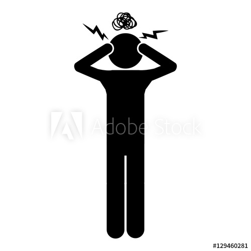500x500 Monochrome Silhouette Of Person With Headache Vector Illustration