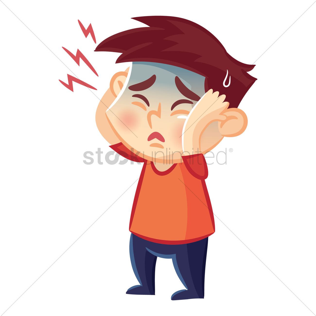 1300x1300 Boy Having Headache Vector Image