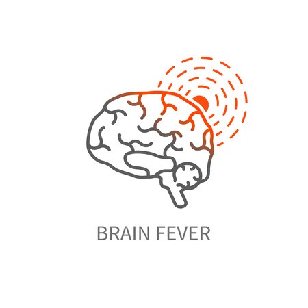 450x450 Brain Fever Line Icon Headache Vector Illustration Royalty Free
