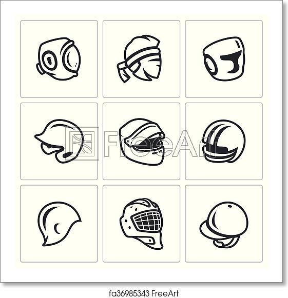561x581 Free Art Print Of Vector Set Of Sports Hat, Cap And Headband Icons