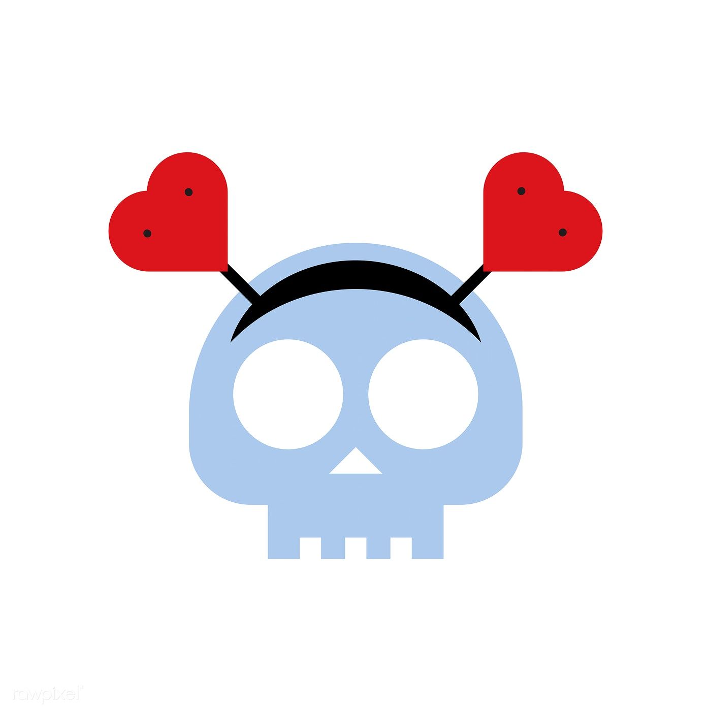 1400x1400 Grungy Skull With Heart Icon Headband Vector Free Image