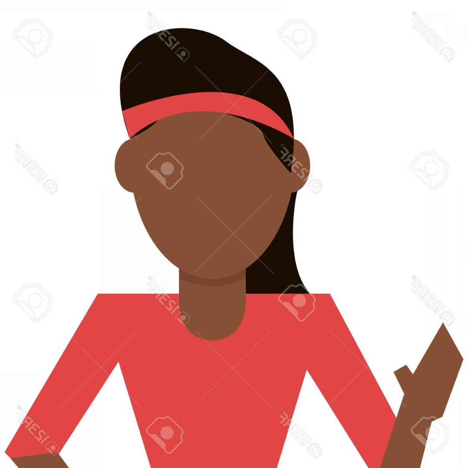 1560x1560 Photostock Vector Dark Skin Woman With Red Sweater And Headband