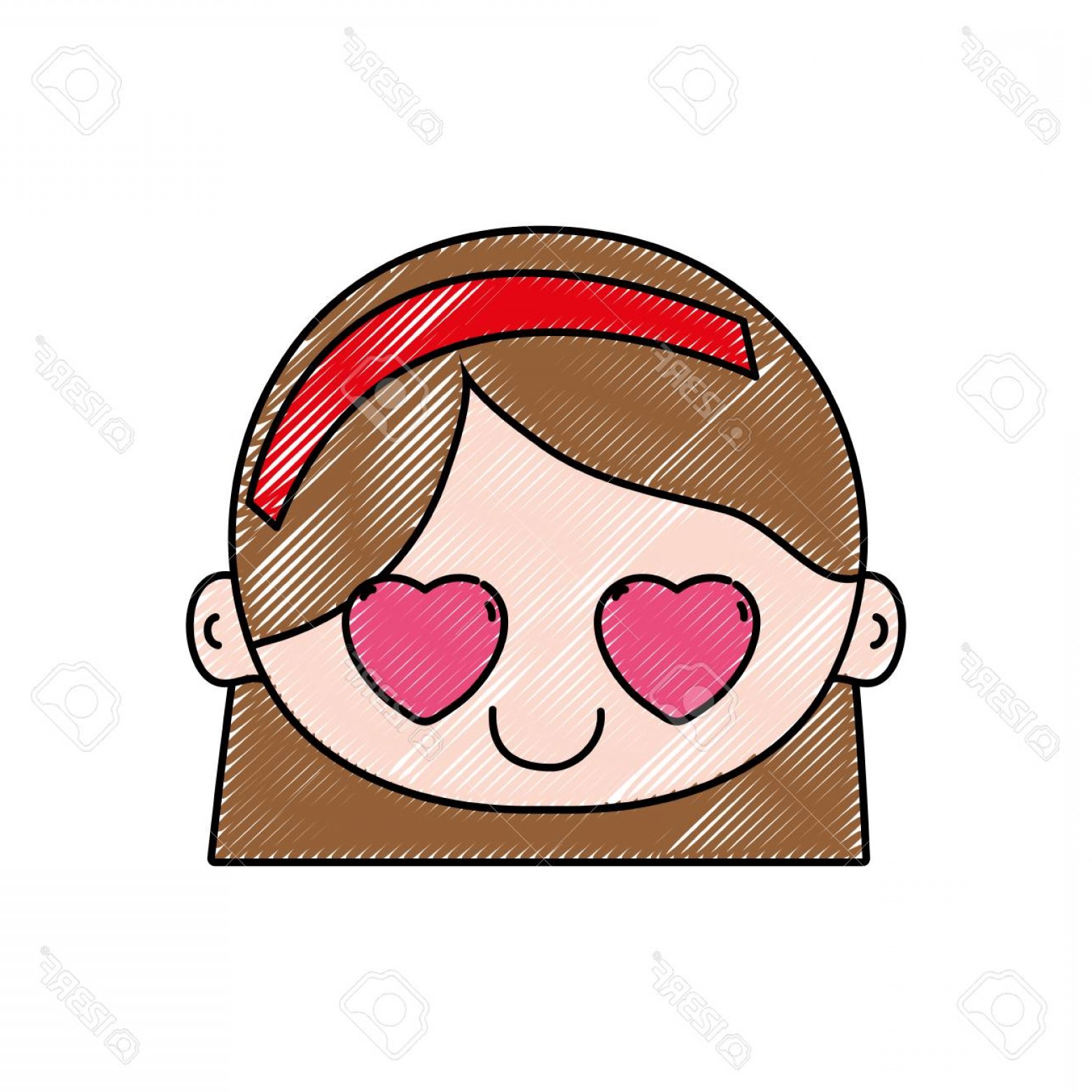 1560x1560 Photostock Vector Grated Head Girl In Love With Hair And Headband