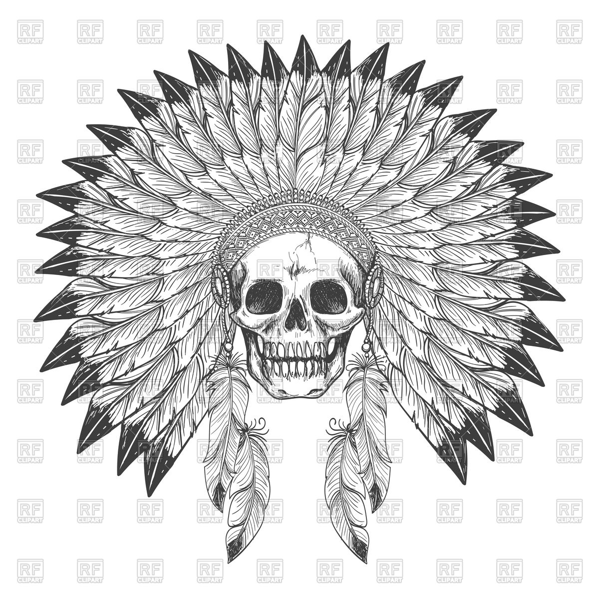 Native American Indian Apache Skull With Feather Headdress Vector 1200x1200 Native American Indian Apache Skull With Feather Headdress Vector