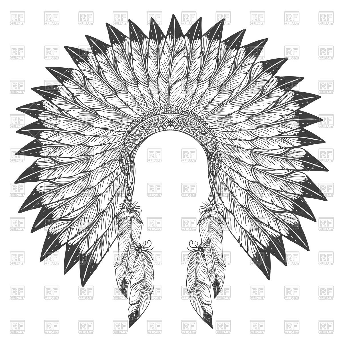Native American Indian Headdress With Feathers Vector Image 1200x1200 Native American Indian Headdress With Feathers Vector Image