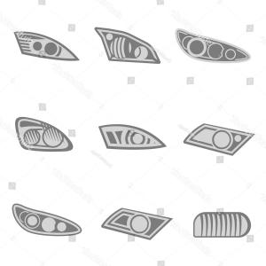 300x300 Unique Vector Graphic Set Car Headlights Isolated Createmepink