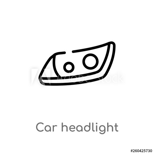 500x500 Outline Car Headlight Vector Icon Isolated Black Simple Line
