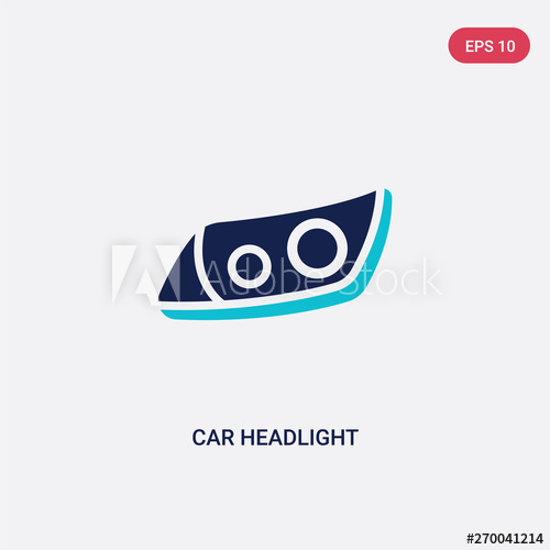500x500 Two Color Car Headlight Vector Icon From Car Parts Concept