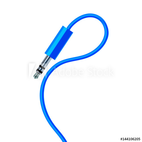 500x500 Blue Headphone Jack On A White Background, Rendered Graphically