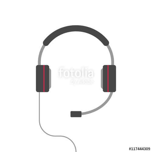 500x500 Headphones Vector Isolated On White Background, Flat Cartoon