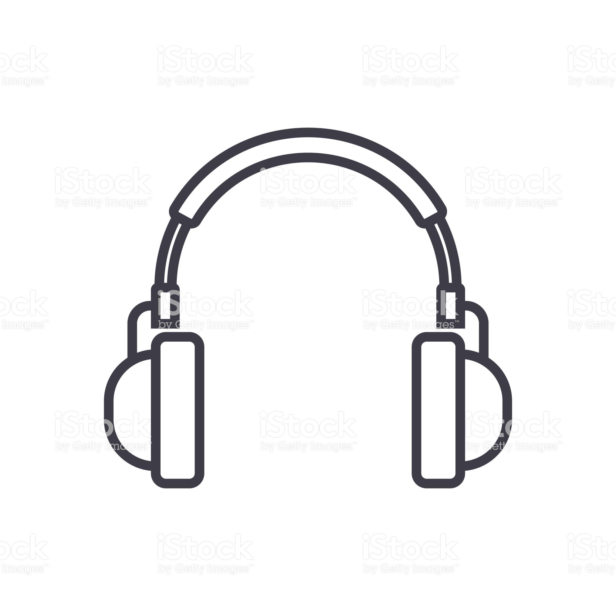 2048x2048 Headphones Vector Line Icon, Sign, Illustration On White
