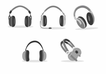 352x247 Vector Set Of Headphones Icons On Gray Background Free Vector