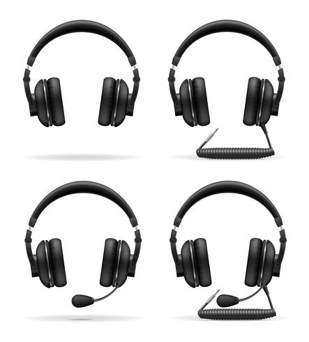 443x490 Set Icons Acoustic Headphones Vector Illustration