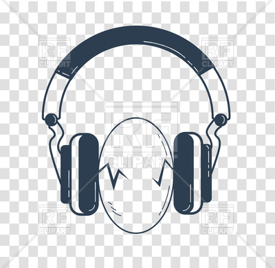 400x390 Concept Of Destruction Of Hearing, Egg Between Headphones Vector