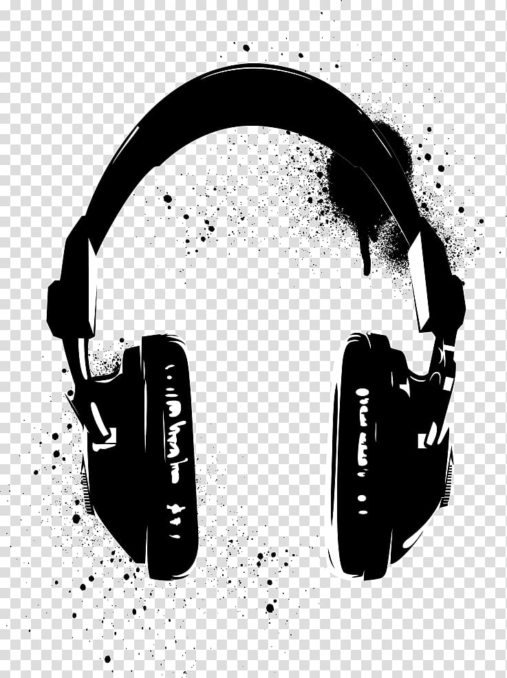 737x986 Black And White Of Wireless Headphones, Stencil Headphones