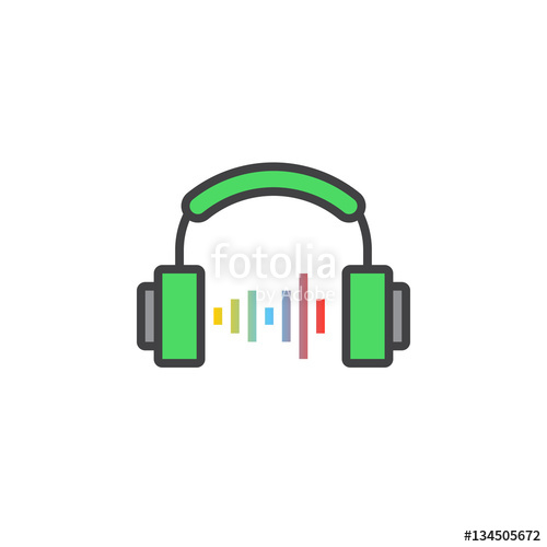 500x500 Headphones Line Icon, Filled Outline Headset Vector Sign, Linear