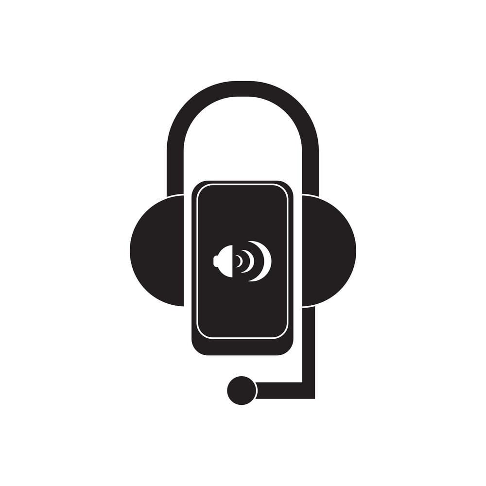 1000x1000 Flat Icon In Black And White Mobile Phone Headset Vector