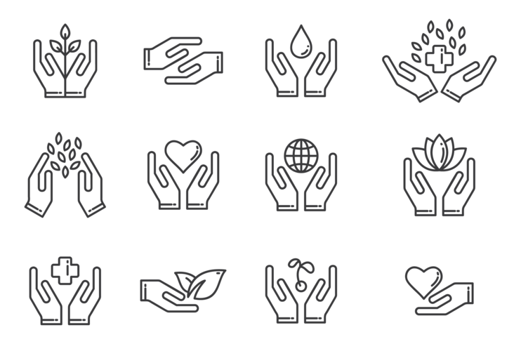 742x490 Healing Hands Icons Vector