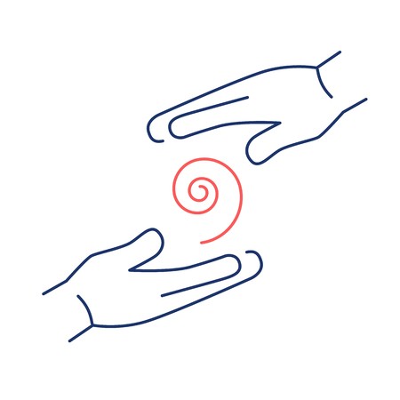 450x450 Flowing Healing Energy Between Two Hands Red And Blue Linear Icon