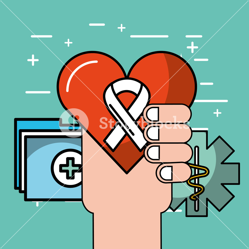 1000x1000 Hand With Heart Beat Documents Mental Health Care Vector