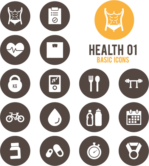 500x557 Round Health Icons Vector Set Free Download