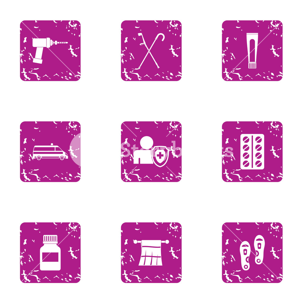 1000x1000 Health Insurance Icons Set Grunge Set Of Health Insurance