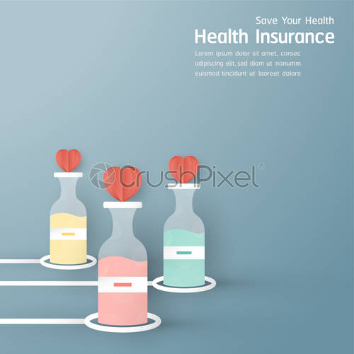 500x500 Vector Illustration In Concept Of Health Insurance Template Design