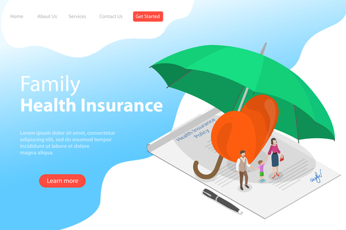 500x333 Family Health Insurance Business Template Vector Free Download