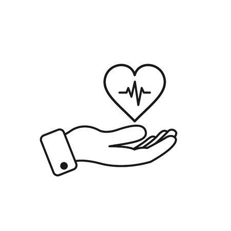 450x450 Hand Holding Heart Beat Vector Outline Icon Health Symbol