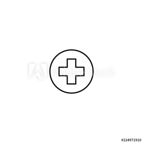 500x500 Medical Health Hospital Symbol Vector Line Art Icon Black On White