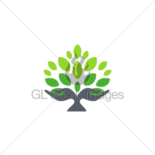 500x500 Tree Hand Logo, Hand Tree Nature Wellness Health Symbol I Gl