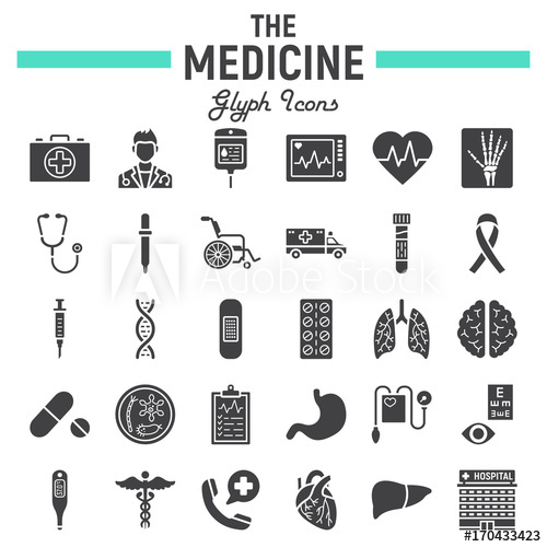 500x500 Medicine Glyph Icon Set, Medical Symbols Collection, Healthcare