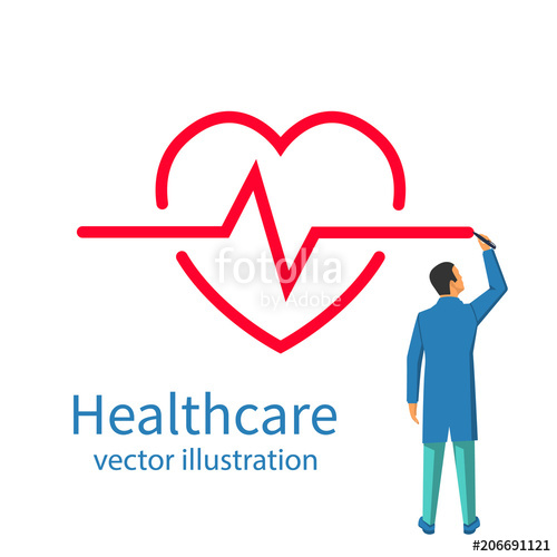 500x500 The Doctor Draws A Heartbeat As A Symbol Of Healthcare Vector