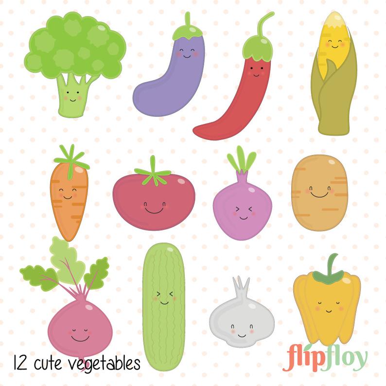 794x794 Vegetables Scrapbook Instant Download Healthy Food Vector Etsy