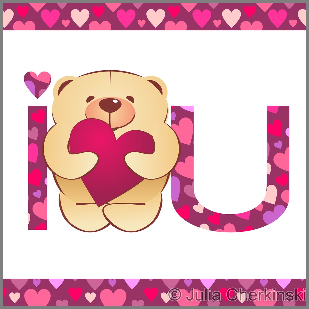 1024x1024 Teddy Bear With Heart And I Love You Text On White