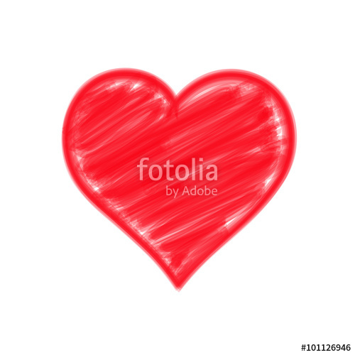 500x500 Red Heart, Doodle Painting Brush, Vector Illustration Stock Image