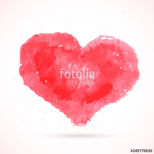 500x500 Red Heart Hand Painted With Brush Watercolor Painting Effect