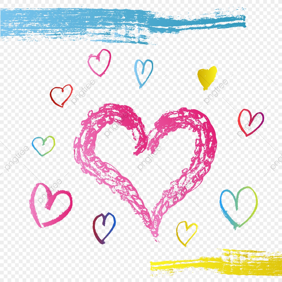 1200x1200 Colorful Brush Stroke Heart, Heart, Brush, Stroke Png And Vector
