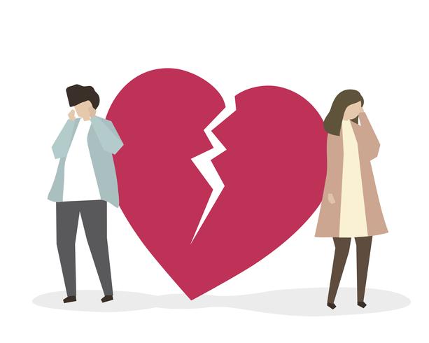 Couple With Broken Heart Illustration 613x490 Couple With Broken Heart Illustration