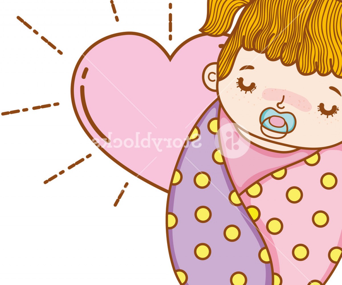 Cute Baby In Blanket With Pacifier Over Heart Cartoon Vector 1200x1000 Cute Baby In Blanket With Pacifier Over Heart Cartoon Vector