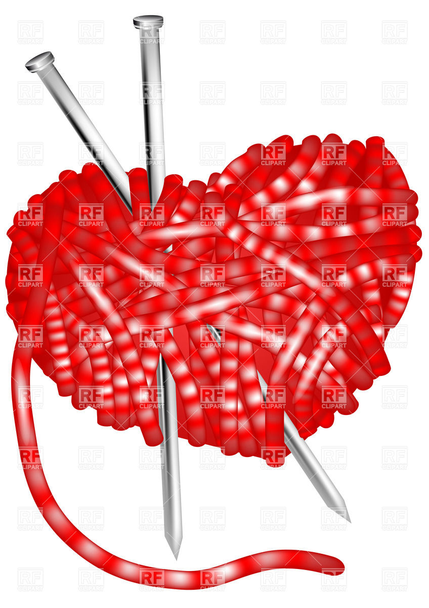 Knitting Needles In The Heart Shaped Clew Vector Image Of Objects 848x1200 Knitting Needles In The Heart Shaped Clew Vector Image Of Objects
