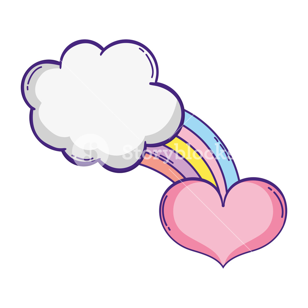 Retro Vintage Element Rainbow And Cloud Over Heart Cartoon Vector 1000x1000 Retro Vintage Element Rainbow And Cloud Over Heart Cartoon Vector