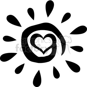300x300 Black Abstract Sun Silhouette With Heart Simple Design Vector